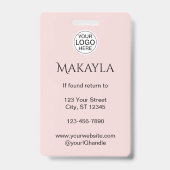 Badge Logo de script rose Blush Photo Maquillage Et Cils (Arrière)