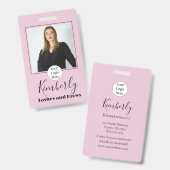 Badge Logo de script rose poudré Photo Cils et Sourcils (Avant & arrière)