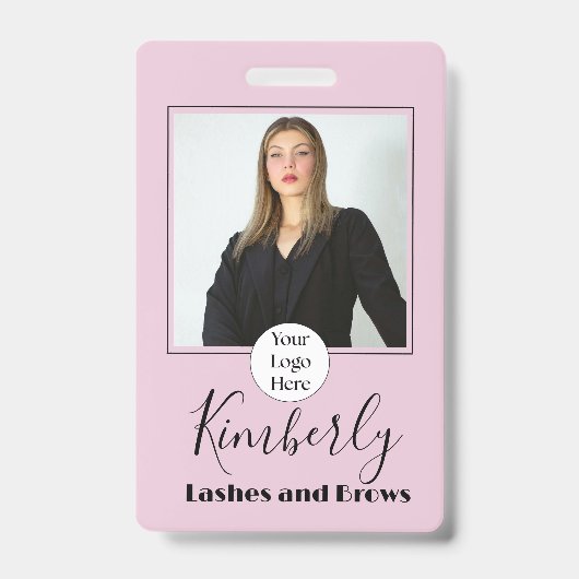 Badge Logo de script rose poudré Photo Cils et Sourcils (Avant)