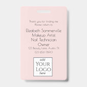 Badge Logo de script rose poudré Photo Maquillage (Arrière)