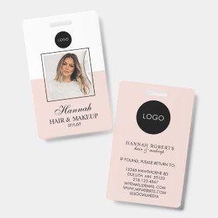 Badge Logo de script rose poudré pour photo de coiffure 