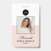 Badge Logo de script rose poudré pour photo de coiffure (Avant)