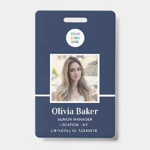 Badge Logo de sécurité de photo d'employé bleu marine mo