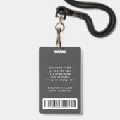 Badge Logo de sécurité gris Code-barres photo Code emplo (Arrière avec lanière)