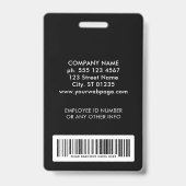 Badge Logo de sécurité noir Code-barres Employé vérifié (Arrière)