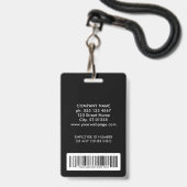 Badge Logo de sécurité noir Code-barres Employé vérifié (Arrière avec lanière)