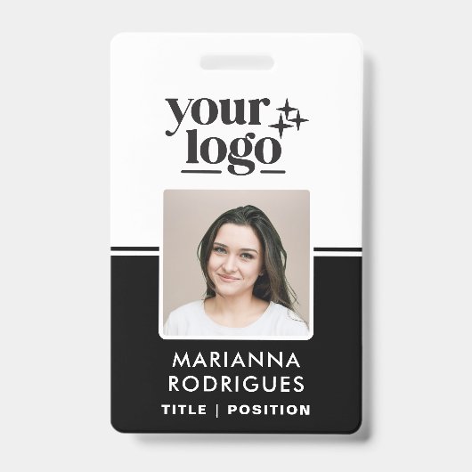 Badge Logo de sécurité noir Code-barres Employé vérifié (Avant)