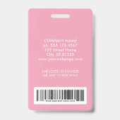 Badge Logo de sécurité rose Code-barres photo Code emplo (Arrière)