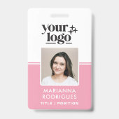 Badge Logo de sécurité rose Code-barres photo Code emplo (Avant)