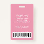 Badge Logo de sécurité rose Code-barres photo Code emplo (Dos)