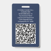Badge Logo de société Code QR Photo d'employé Bleu marin (Arrière)