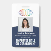 Badge Logo de société Code QR Photo d'employé Bleu marin (Avant)