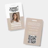 Badge Logo de société de photo d'employé personnalisé QR (Avant & arrière)
