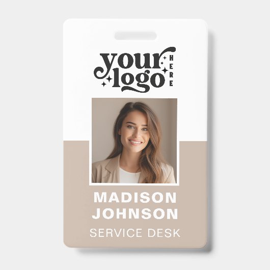 Badge Logo de société de photo d'employé personnalisé QR (Avant)