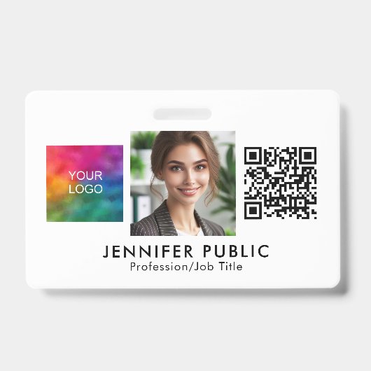 Badge Logo de société personnalisé Code QR Photo de l'em (Avant)