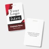 Badge Logo de style carré ou cercle Nom de l'employé (Avant & arrière)