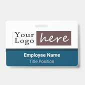 Badge Logo de style horizontal Nom de l'employé Bleu (Avant)