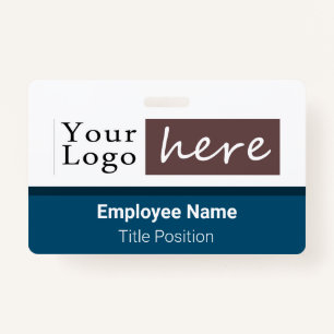 Badge Logo de style horizontal Nom de l'employé Bleu