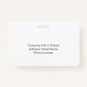 Badge Logo de style horizontal Nom de l'employé Bleu (Dos)