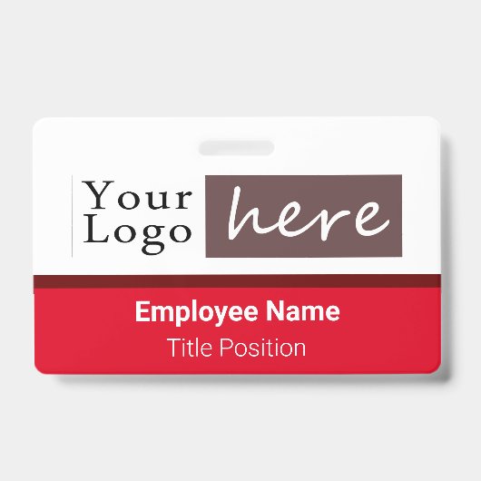 Badge Logo de style horizontal Nom de l'employé Rouge (Avant)
