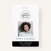 Badge Logo de typographie Chic Photo Employé ou ID ensei (Devant)