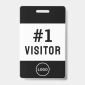 Badge Logo de visiteur de société noir simple moderne (Arrière)