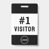 Badge Logo de visiteur de société noir simple moderne (Avant)