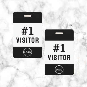 Badge Logo de visiteur de société noir simple moderne