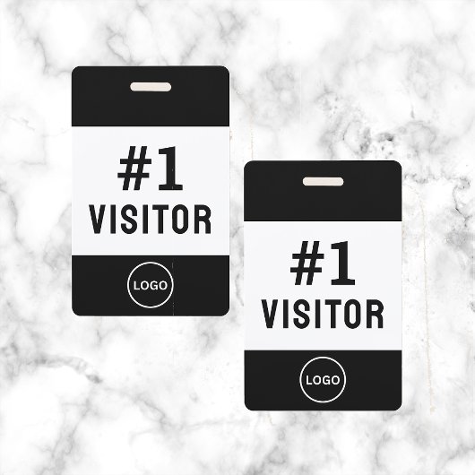 Badge Logo de visiteur de société noir simple moderne