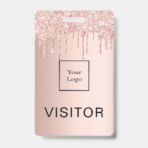 Badge Logo de visiteur entreprise teinté de rose gold