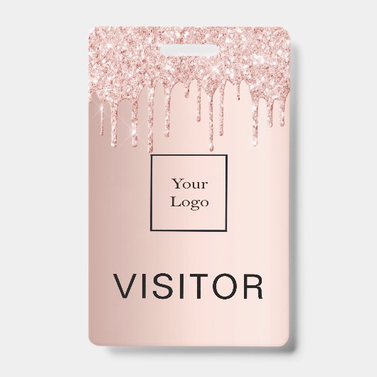 Badge Logo de visiteur entreprise teinté de rose gold (Avant)