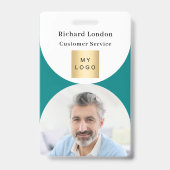 Badge Logo d'entreprise avec code QR et arche de photo b (Avant)
