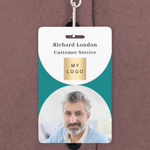Badge Logo d'entreprise avec code QR et arche de photo b
