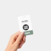Badge Logo d'entreprise avec nom de l'employé vert sauge (Manuel / portable)
