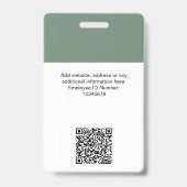 Badge Logo d'entreprise avec nom de l'employé vert sauge (Arrière)