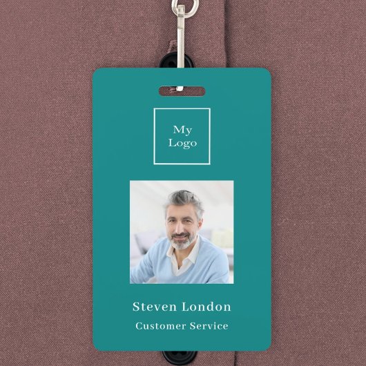 Badge logo d'entreprise code QR nom de photo sarcelle