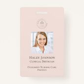 Badge Logo d'entreprise des employés rose moderne QR Cod (Devant)