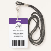 Badge Logo d'entreprise essentiel Photo d'employé (Derrière avec lanière)