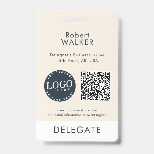 Badge Logo d'entreprise et code QR pour les participants (Avant)