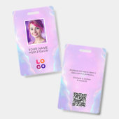 Badge Logo d'entreprise Lumina Opal, Photo, Code Qr, Nom (Recto et verso)