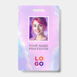 Badge Logo d'entreprise Lumina Opal, Photo, Code Qr, Nom