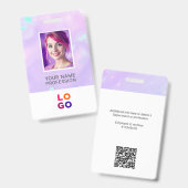 Badge Logo d'entreprise Lumina Opal, Photo, Code Qr, Nom (Recto et verso)