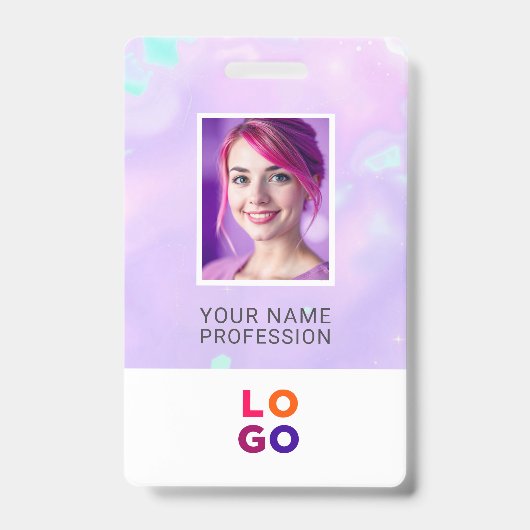 Badge Logo d'entreprise Lumina Opal, Photo, Code Qr, Nom (Face)