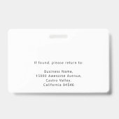 Badge Logo d'entreprise moderne de photo d'identité Nom  (Arrière)