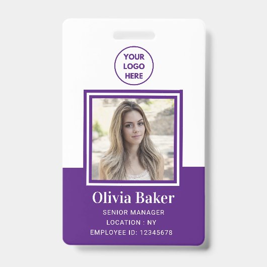 Badge Logo d'entreprise moderne de photo d'identité prof (Avant)