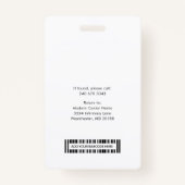 Badge Logo d'entreprise moderne et ID photo employé (Dos)