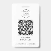 Badge Logo d'entreprise moderne noir noir Code QR (Face)