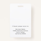 Badge Logo d'entreprise moderne Nom du personnel Titre d (Dos)