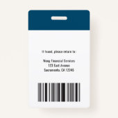 Badge Logo d'entreprise moderne Photo d'employé (Dos)