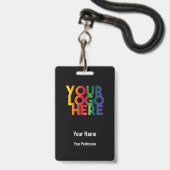 Badge Logo d'entreprise noir Code-barres personnalisé em (Face avec cordon)